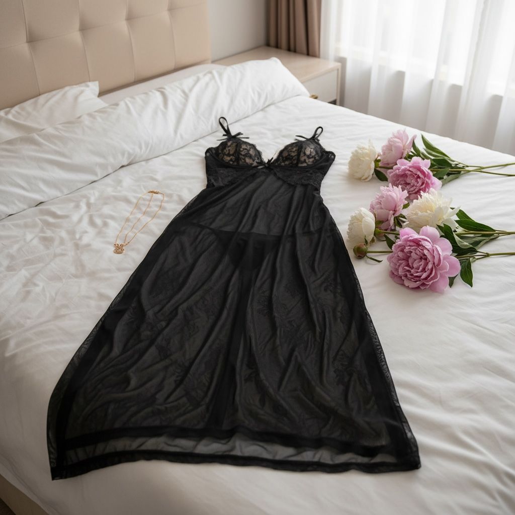Vestido midi con encaje, escote en V ajustable, colección Noche Bellamour Lux
